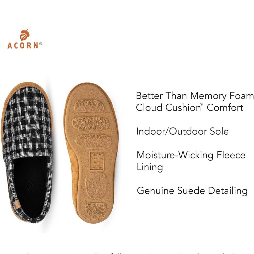 Acorn Men's Black and Brown Plaid Loafers